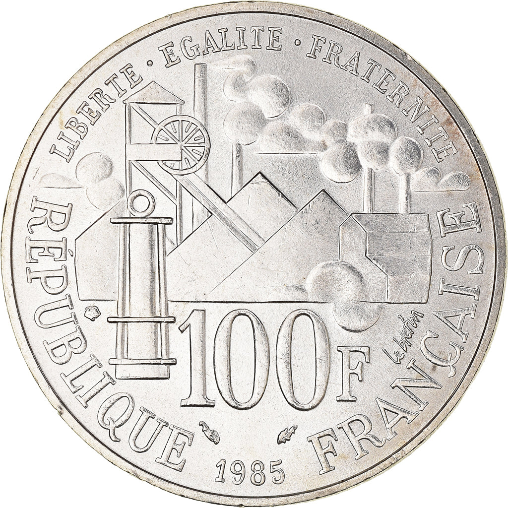 Munten, Frankrijk, Germinal, 100 Francs, 1985, PR, Zilver, KM:957, Gadoury:900