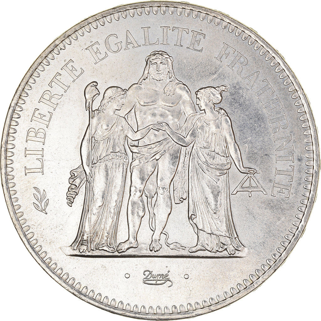 Coin, France, Hercule, 50 Francs, 1975, Paris, MS(63), Silver, KM:941.1