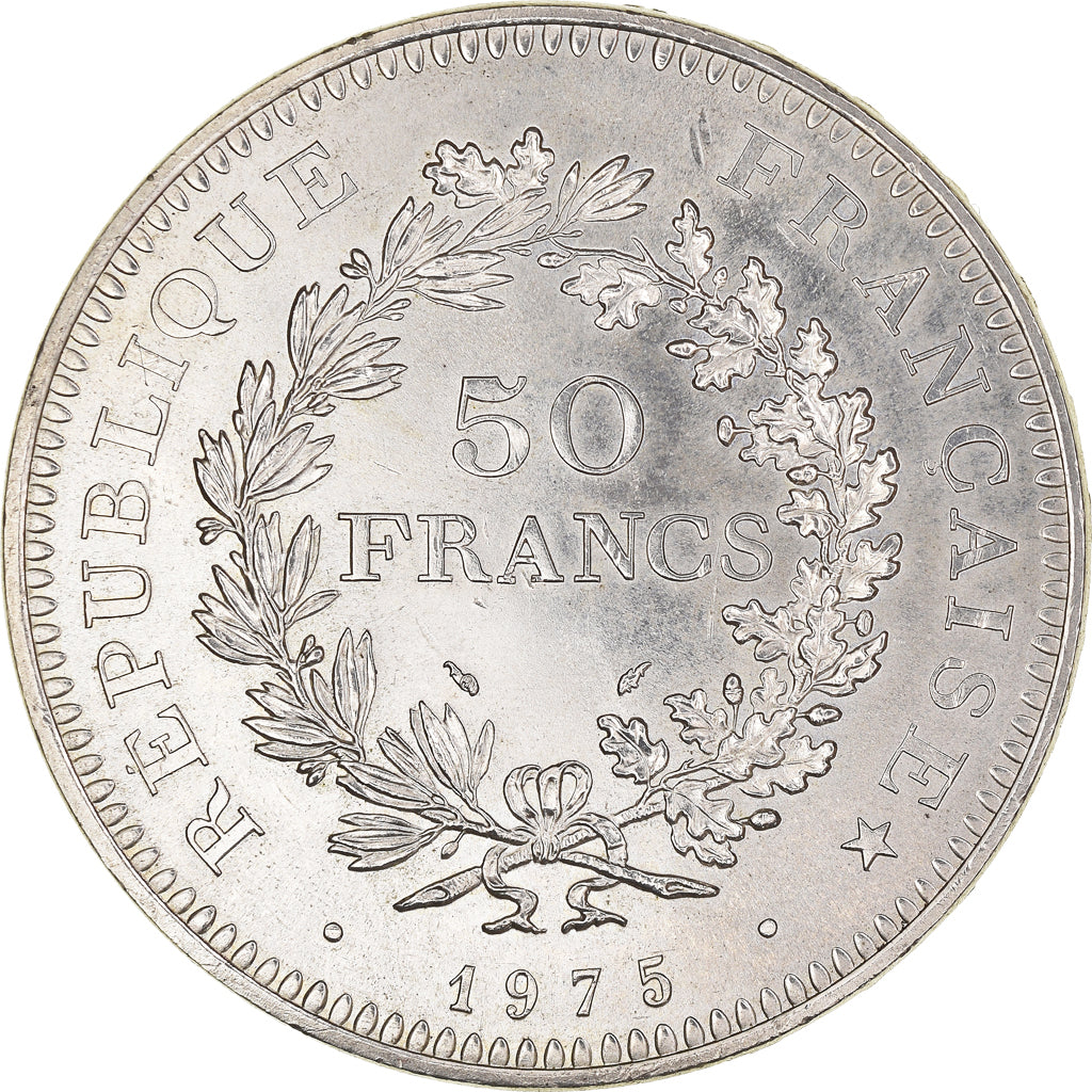 Coin, France, Hercule, 50 Francs, 1975, Paris, MS(63), Silver, KM:941.1