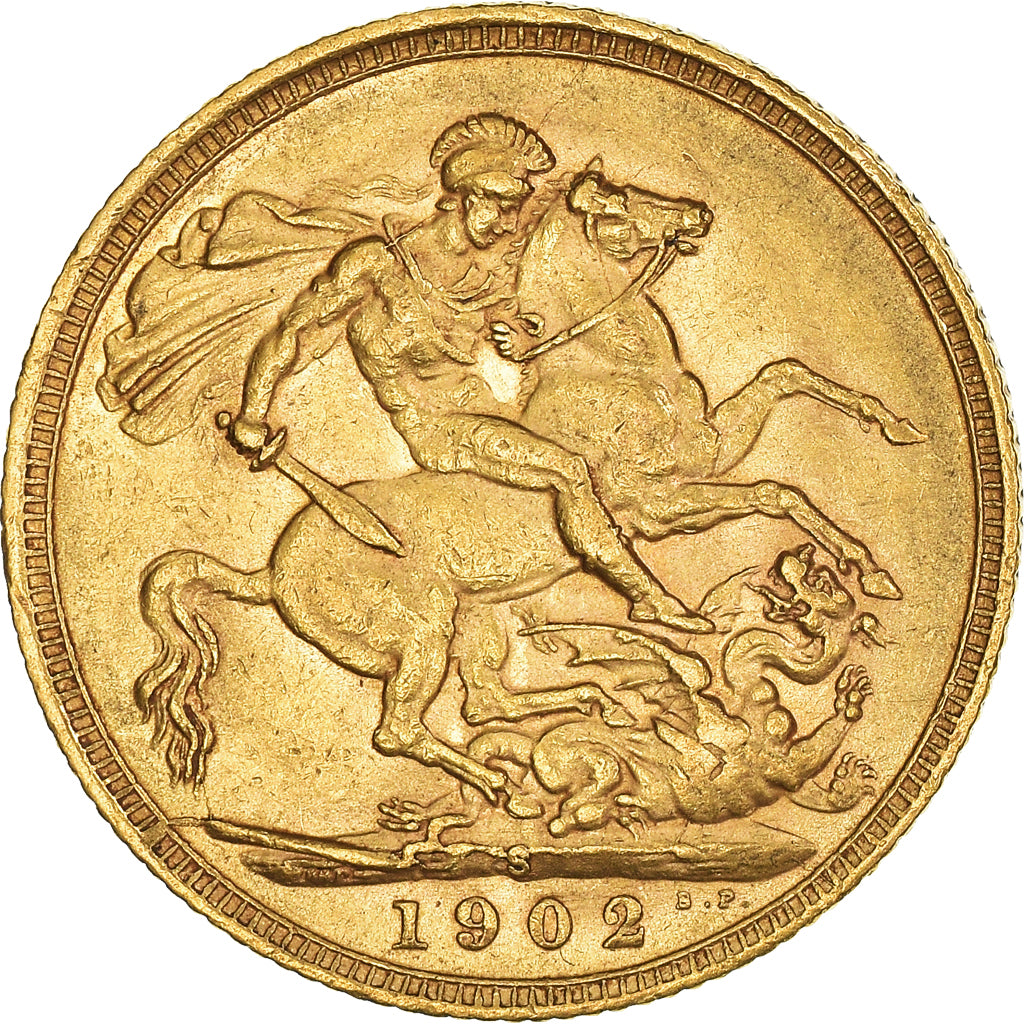 Coin, Great Britain, Edward VII, Sovereign, 1902, Souverain, AU(50-53), Gold