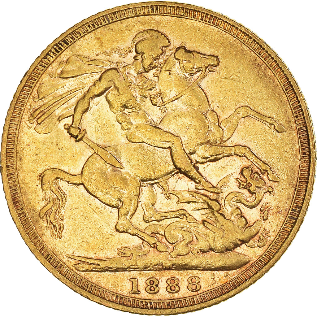 Moneda, Australia, Victoria, Sovereign, 1888, Souverain, MBC+, Oro, KM:10