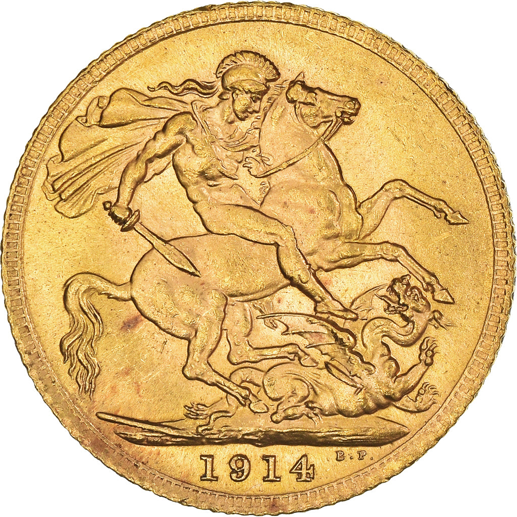 Coin, Great Britain, George V, Sovereign, 1914, London, Souverain, AU(55-58)