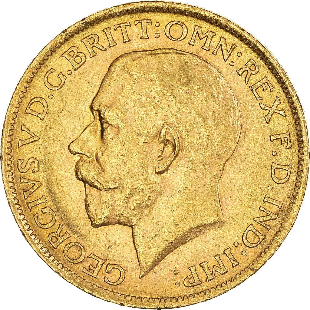 Coin, Great Britain, George V, Sovereign, 1918, Souverain, MS(60-62), Gold