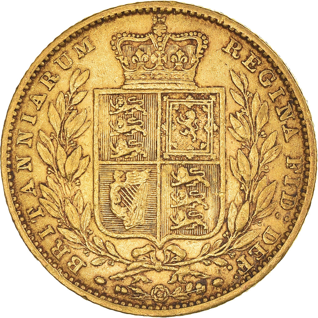 Coin, Great Britain, Victoria, Sovereign, 1863, Souverain, AU(50-53), Gold