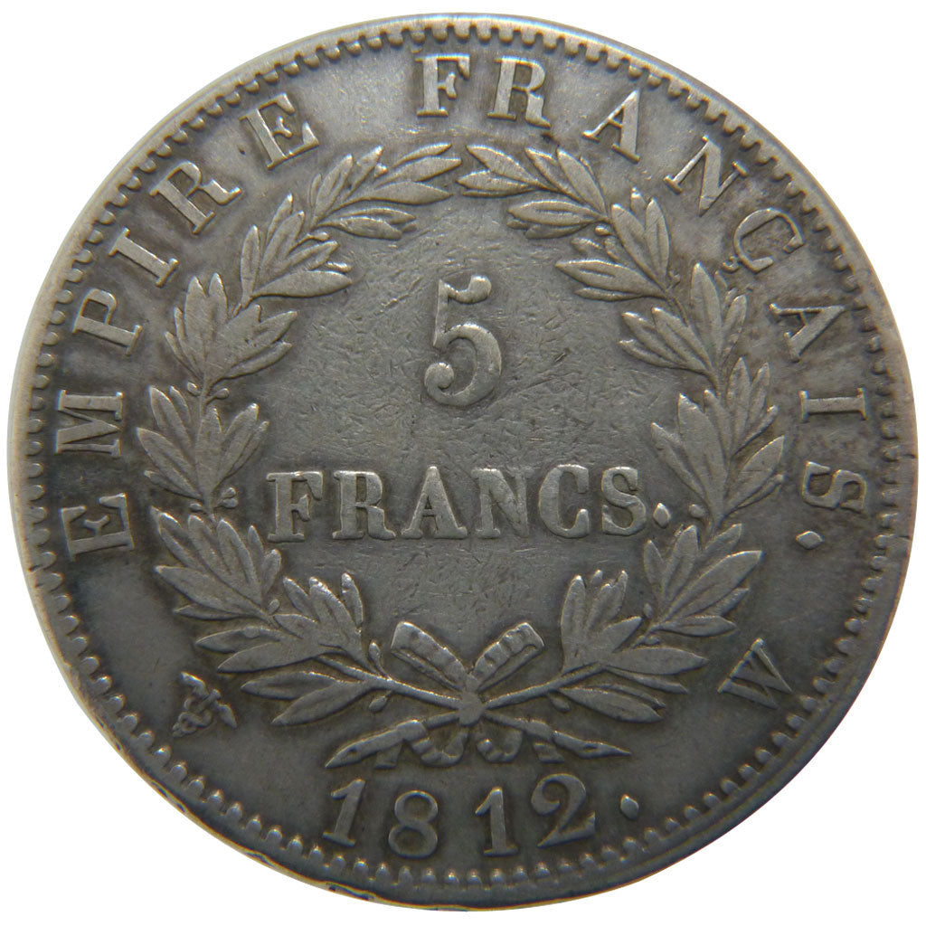 FRANCE, Napoléon I, 5 Francs, 1812, Lille, EF(40-45), Silver, Gadoury #584, 2...