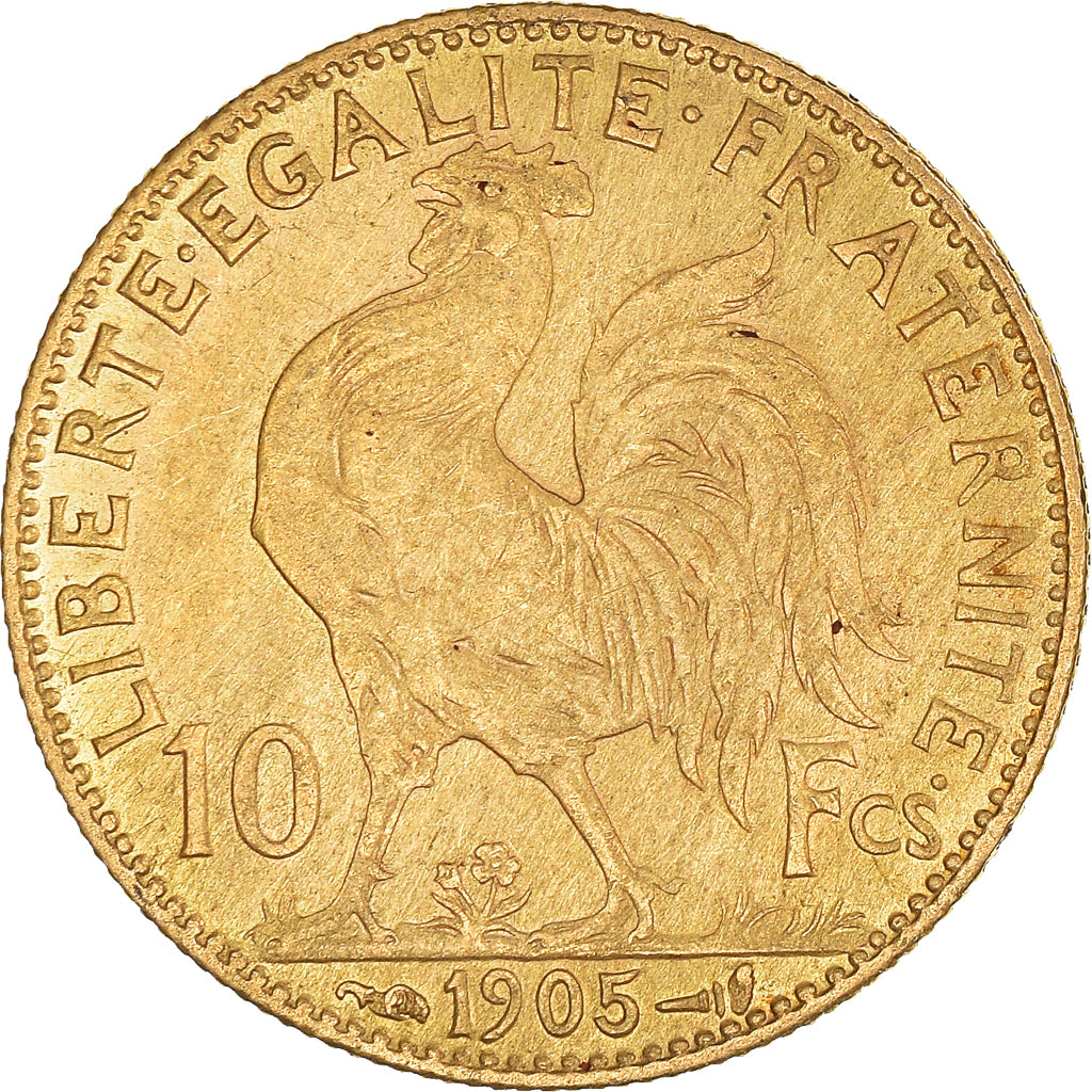 Moneta, Francia, Marianne, 10 Francs, 1905, Paris, BB+, Oro, KM:846
