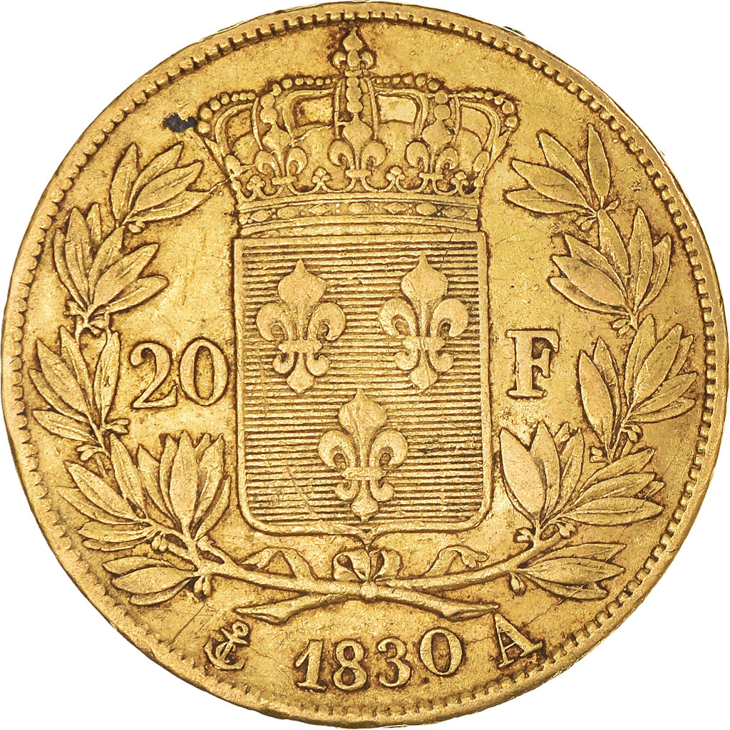 Moneda, Francia, Charles X, 20 Francs, 1830, Paris, MBC, Oro, KM:726.1