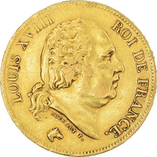 Moeda, França, Louis XVIII, Louis XVIII, 40 Francs, 1818, Lille, VF(30-35)