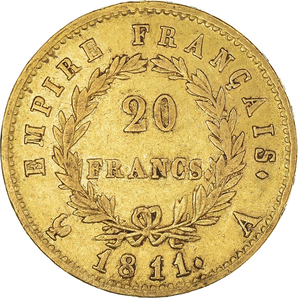 Moeda, França, Napoléon I, 20 Francs, 1811, Paris, AU(50-53), Dourado
