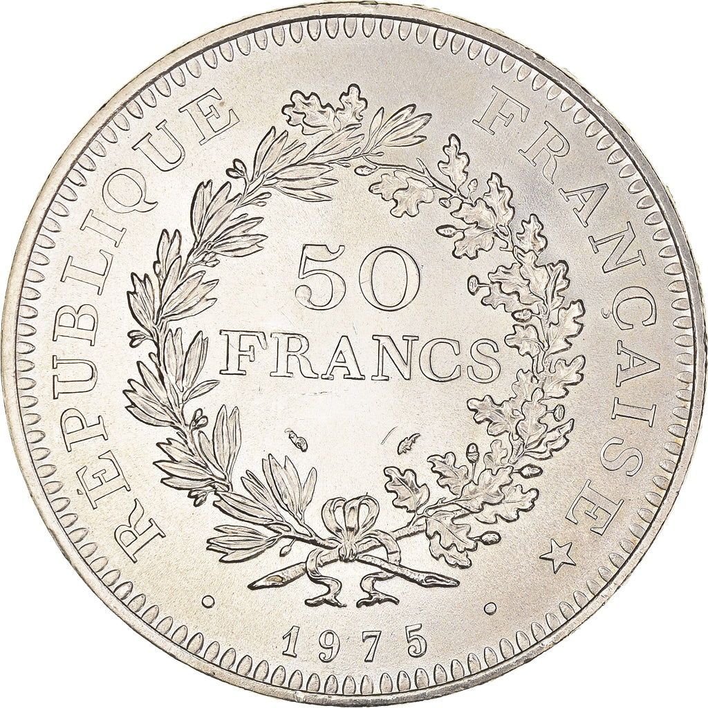 Coin, France, Hercule, 50 Francs, 1975, Paris, AU(55-58), Silver, KM:941.1