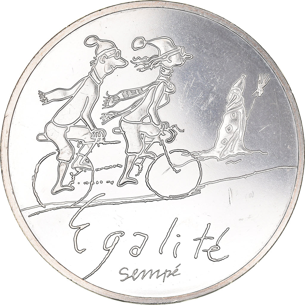 France, 10 Euro, 2014, Sempé Égalité Hiver, MS(63), Silver, Gadoury:EU718
