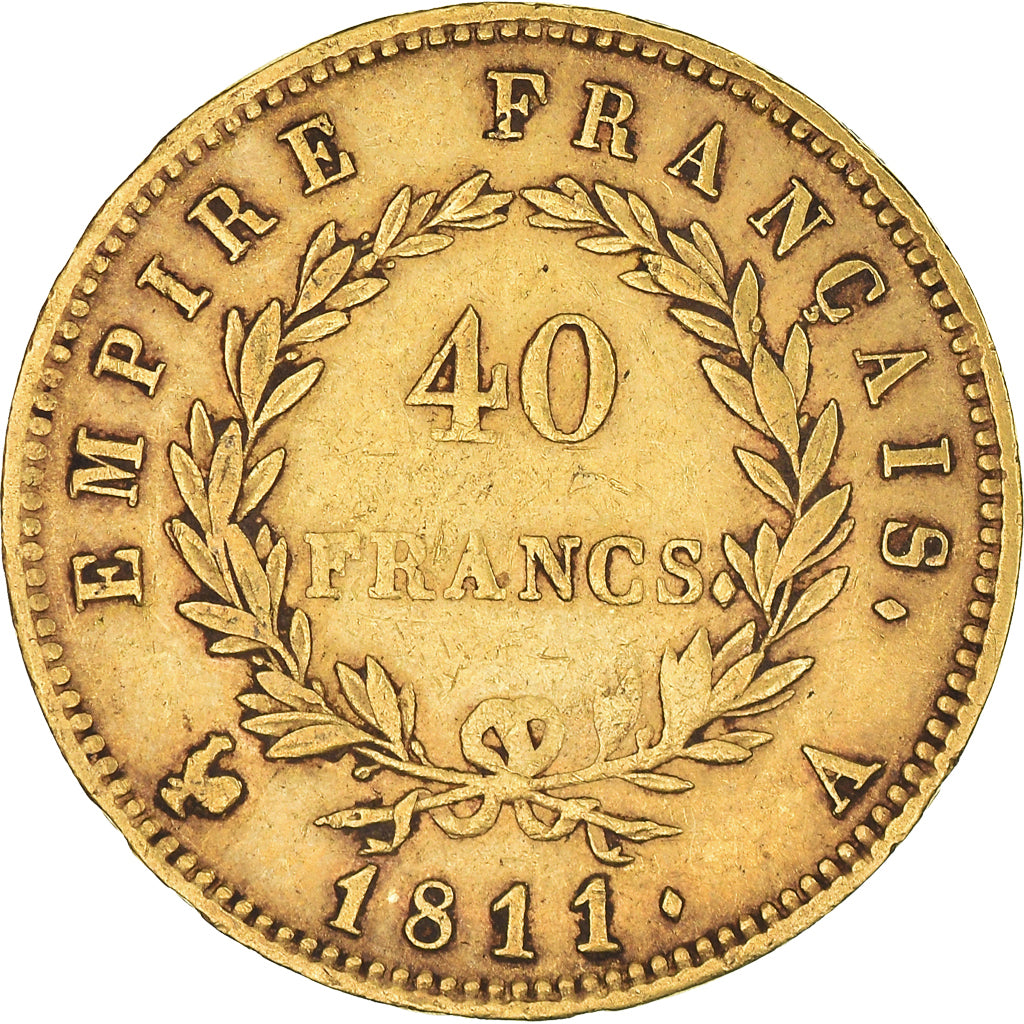 Coin, France, Napoléon I, 40 Francs, 1811, Paris, A/Coq, VF(20-25), Gold