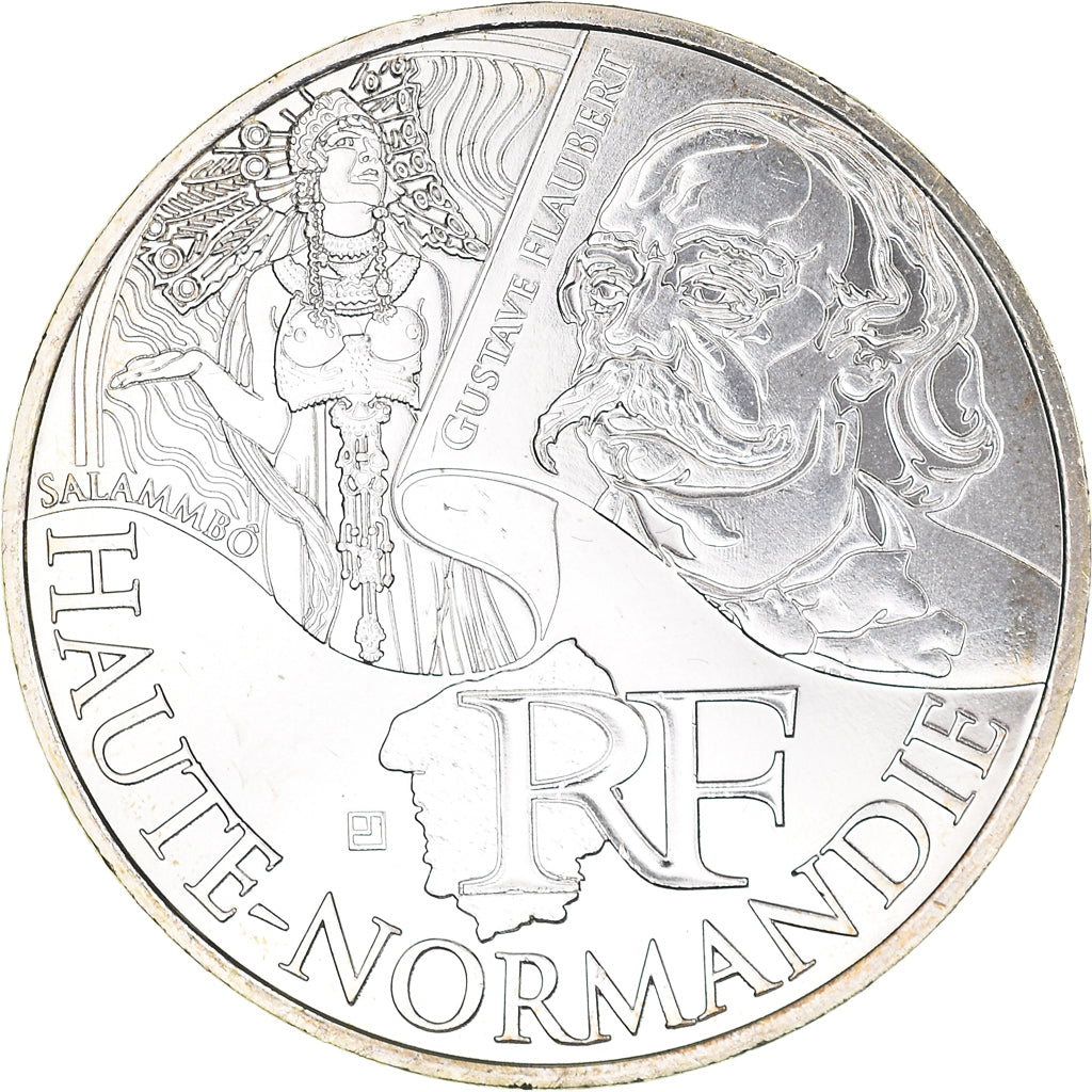France, 10 Euro, Haute Normandie, 2012, Paris, MS(63), Silver, KM:1874