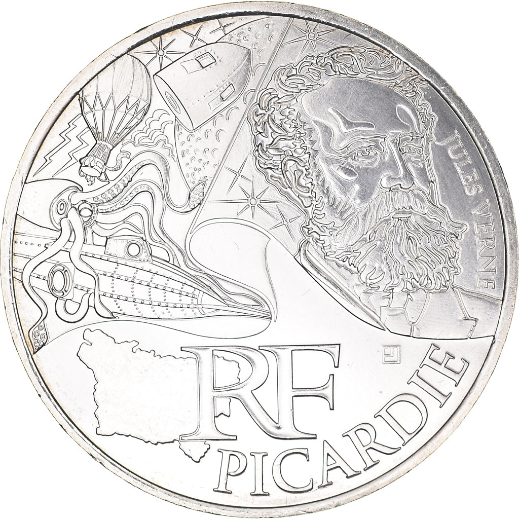 France, 10 Euro, Picardie, 2012, Paris, FDC, Argent, KM:1882