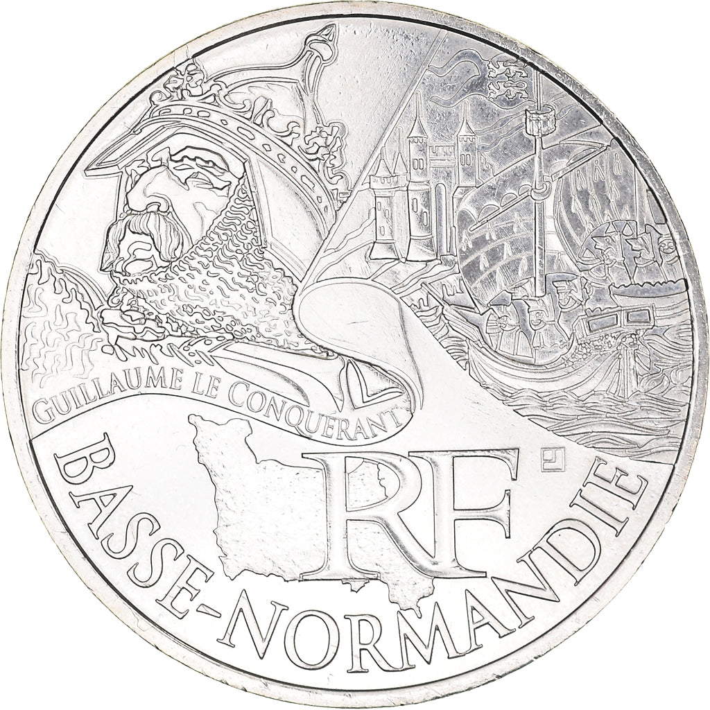 France, 10 Euro, Basse Normandie, 2012, Paris, MS(65-70), Silver, KM:1865