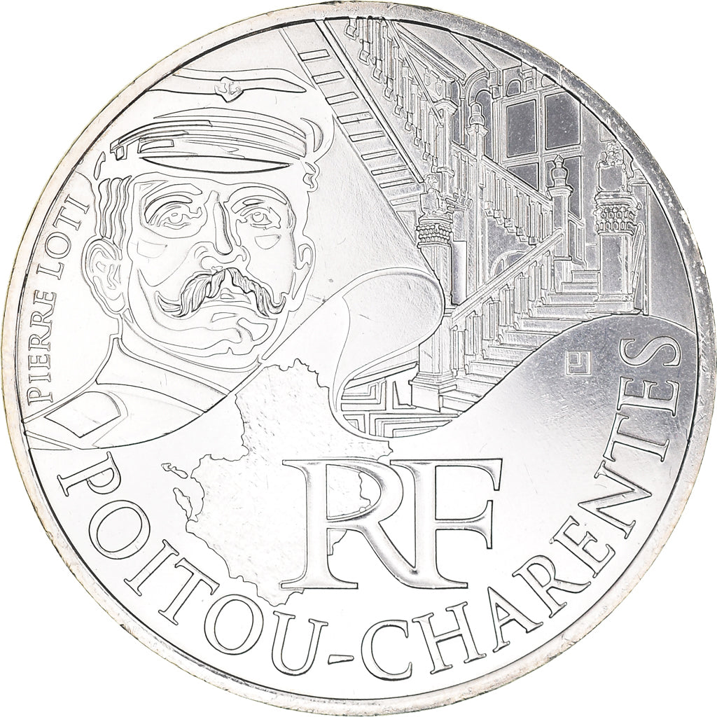 France, 10 Euro, Poitou-Charentes, 2012, Paris, MS(65-70), Silver, KM:1883