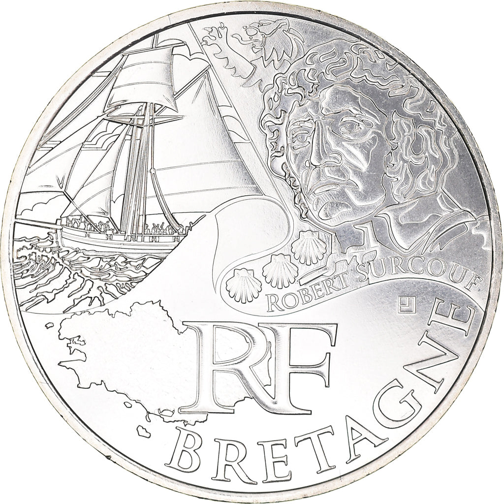 France, 10 Euro, Bretagne, Euros des régions, 2012, FDC, MS(65-70), Silver