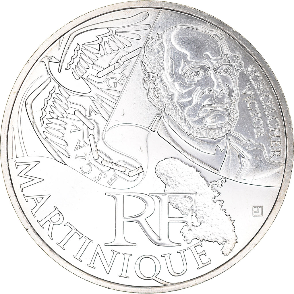 France, 10 Euro, 2012, Paris, Martinique, MS(65-70), Silver, KM:1879