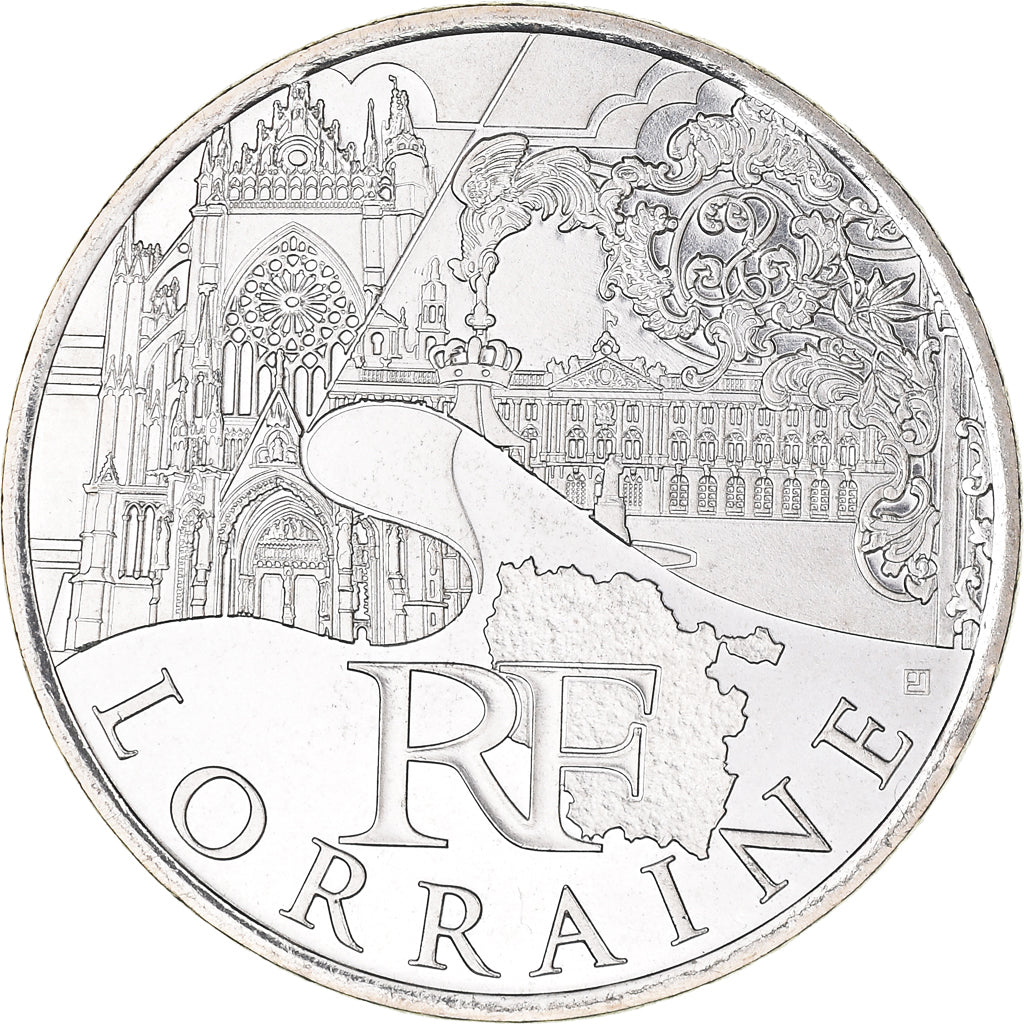 France, 10 Euro, Lorraine, 2011, Paris, MS(63), Silver, KM:1743