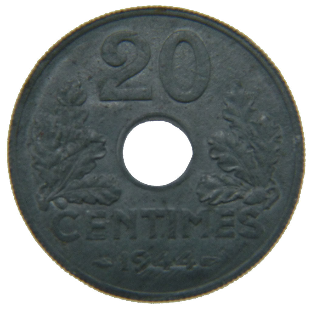 FRANCE, État français, 20 Centimes, 1944, Paris, KM #900.2, MS(60-62), Zinc, Ga.