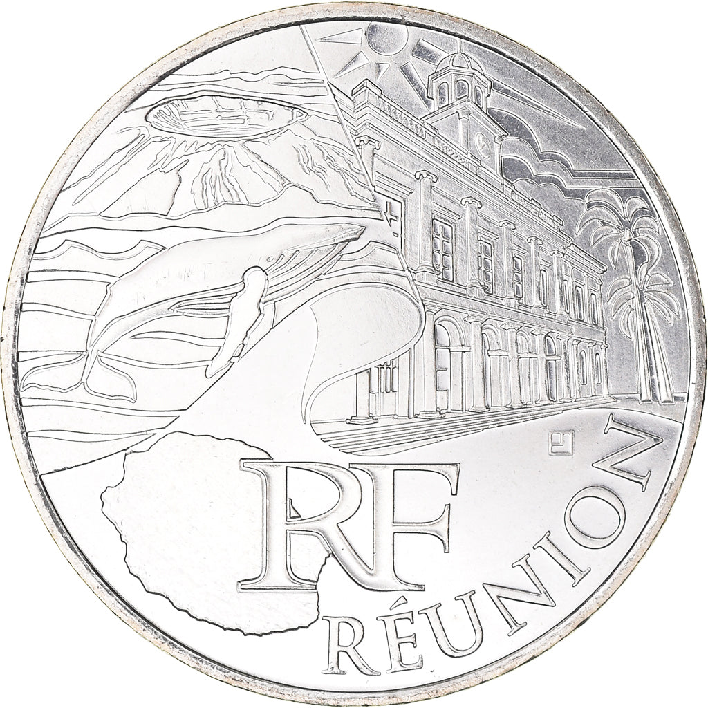 France, 10 Euro, Réunion, 2011, Paris, MS(63), Silver, KM:1750