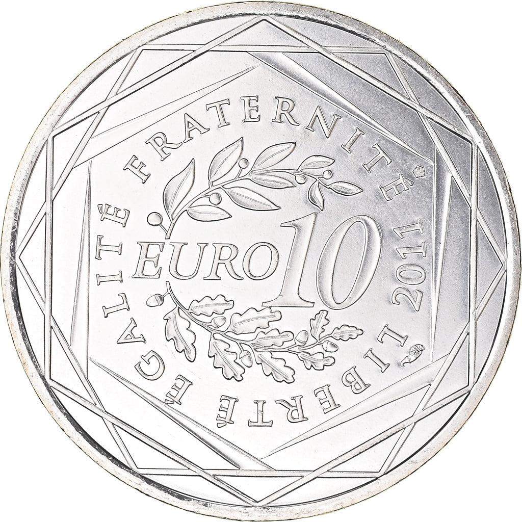 France, 10 Euro, Réunion, 2011, Paris, MS(63), Silver, KM:1750