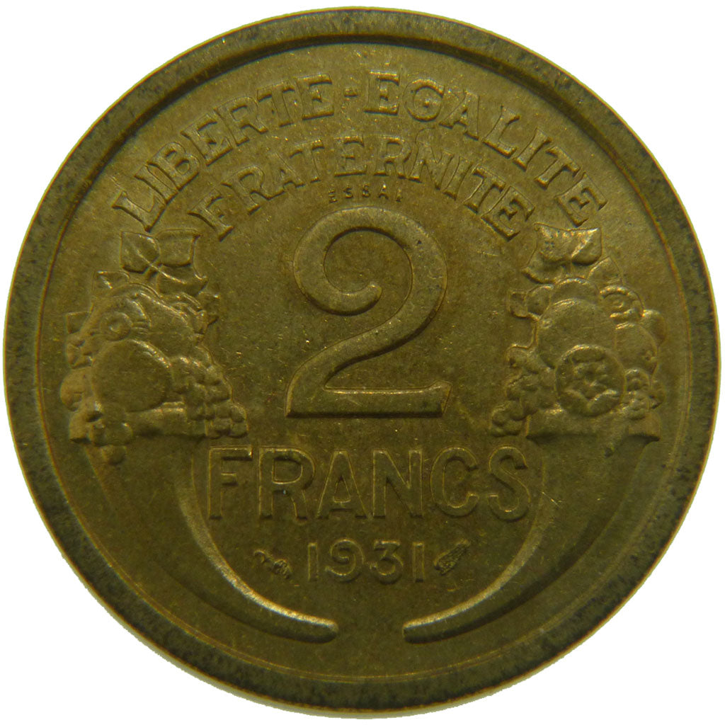 Munten, Frankrijk, 2 Francs, 1931, PR+, Aluminum-Bronze, Gadoury:535