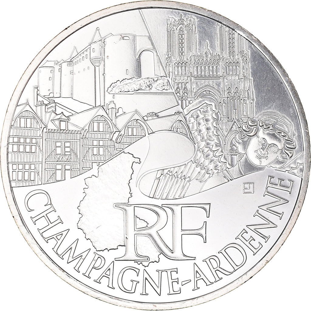 France, 10 Euro, Champagne-Ardenne, 2011, Paris, MS(65-70), Silver, KM:1733