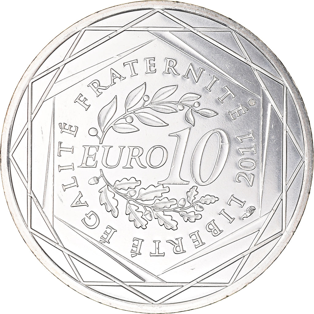France, 10 Euro, Champagne-Ardenne, 2011, Paris, MS(65-70), Silver, KM:1733