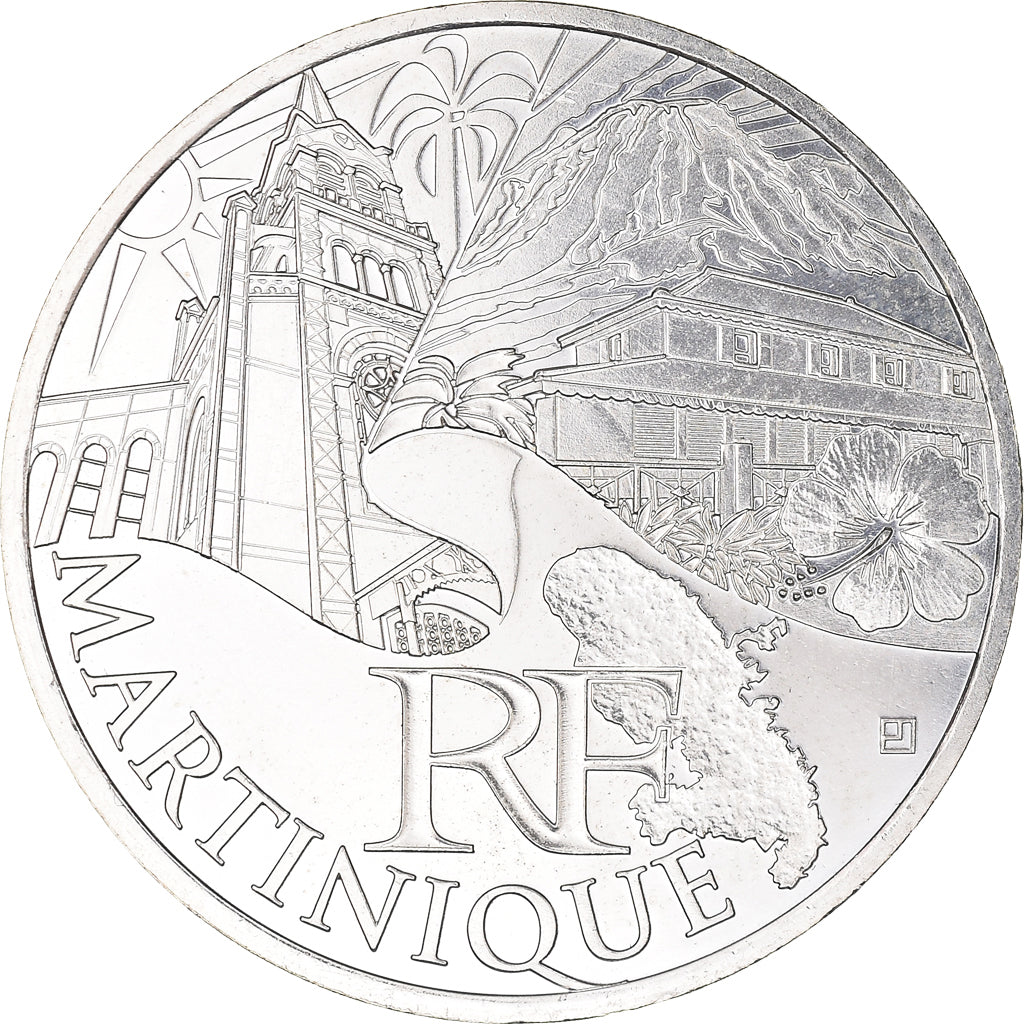 France, 10 Euro, Martinique, 2011, Paris, MS(64), Silver, KM:1744