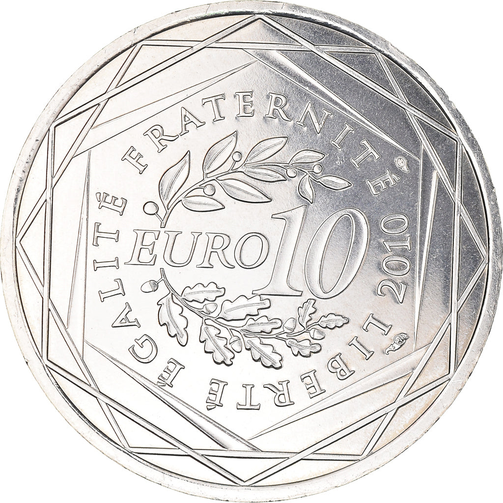 France, 10 Euro, Champagne-Ardenne, 2010, Paris, MS(65-70), Silver