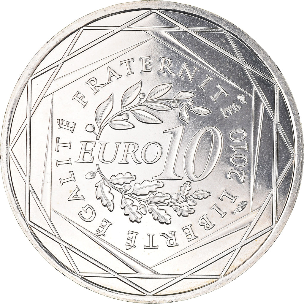 France, 10 Euro, Rhône Alpes, 2010, MS(63), Silver