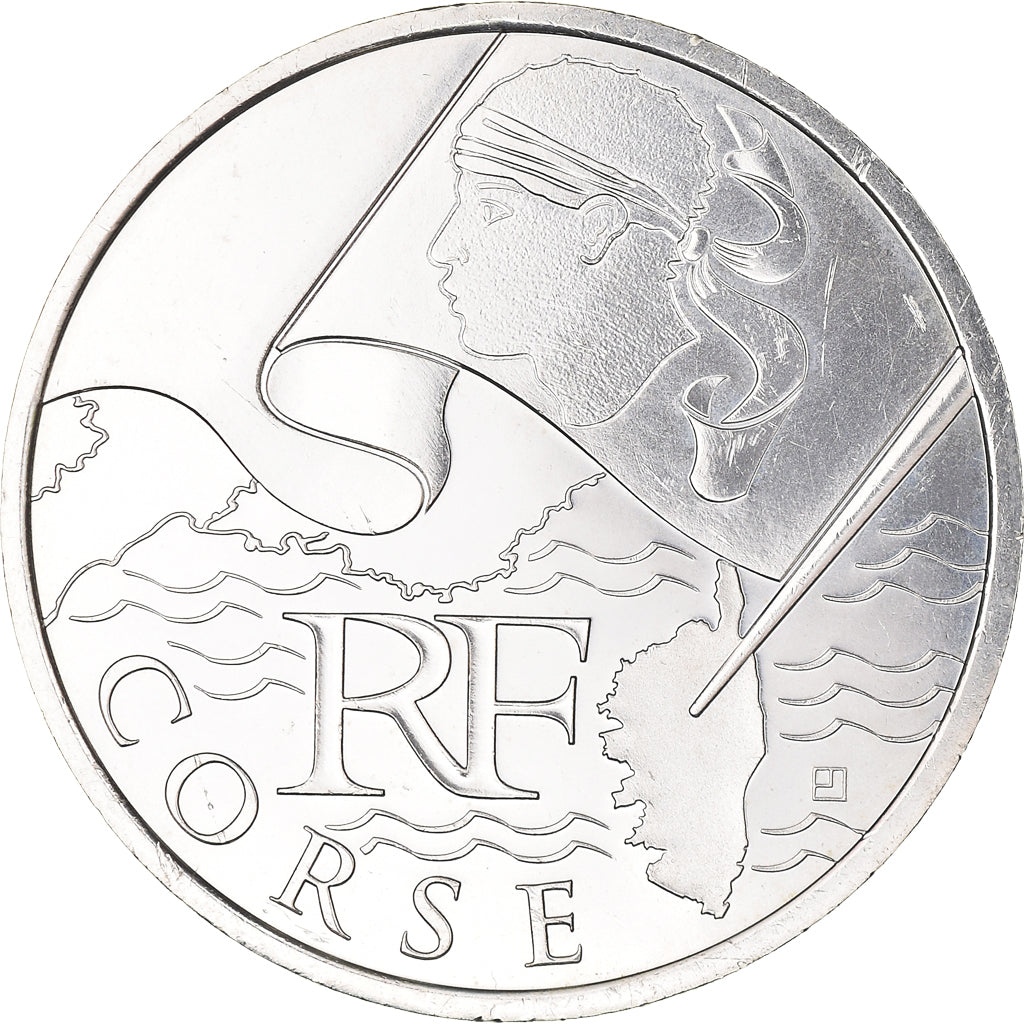 France, 10 Euro, Corse, 2010, Paris, MS(65-70), Silver, KM:1658