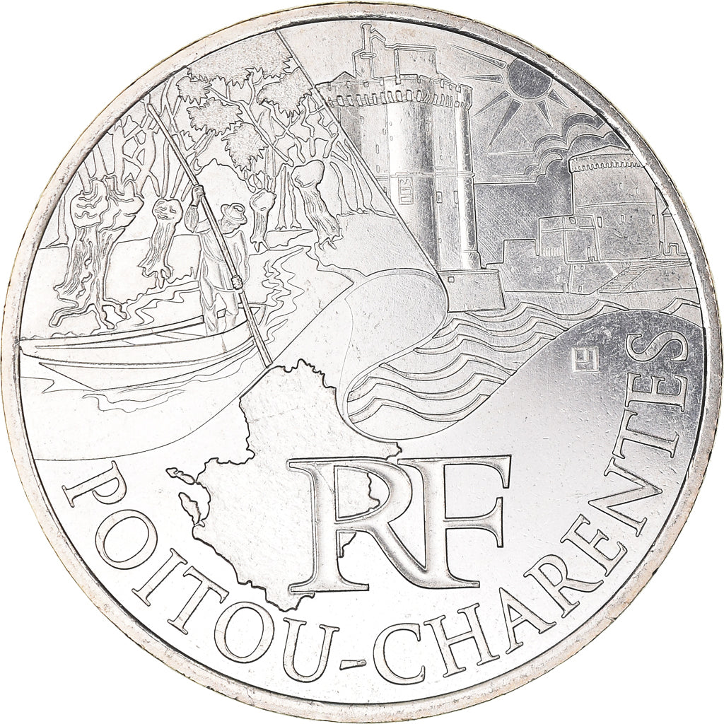 France, 10 Euro, Poitou-Charentes, 2011, Paris, MS(64), Silver, KM:1748