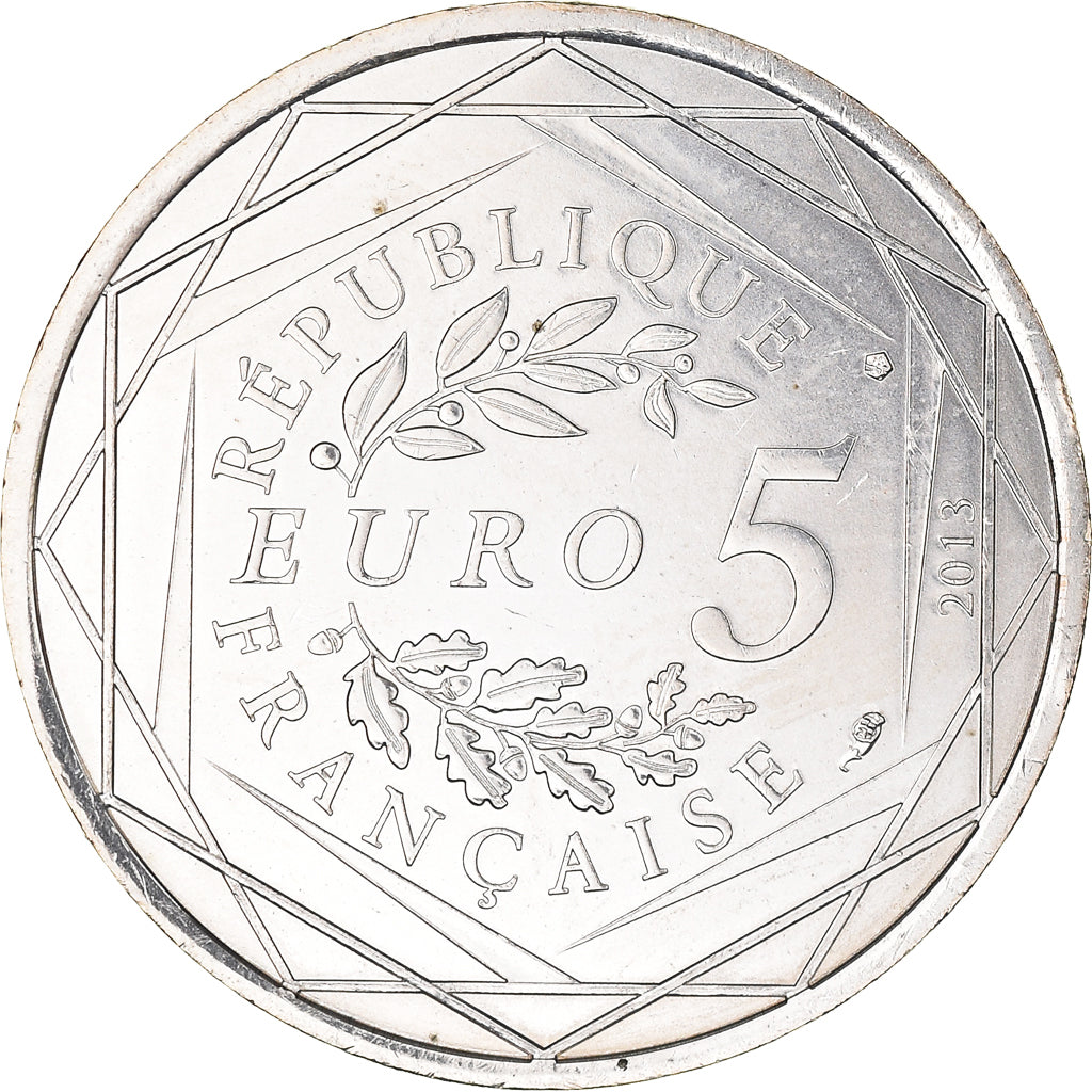 France, 5 Euros, 2013, Fraternité, MS(63), Silver, Gadoury:EU647