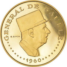 Moeda, Chade, De Gaulle, 10000 Francs, 1960, Paris, MS(65-70), Dourado, KM:11