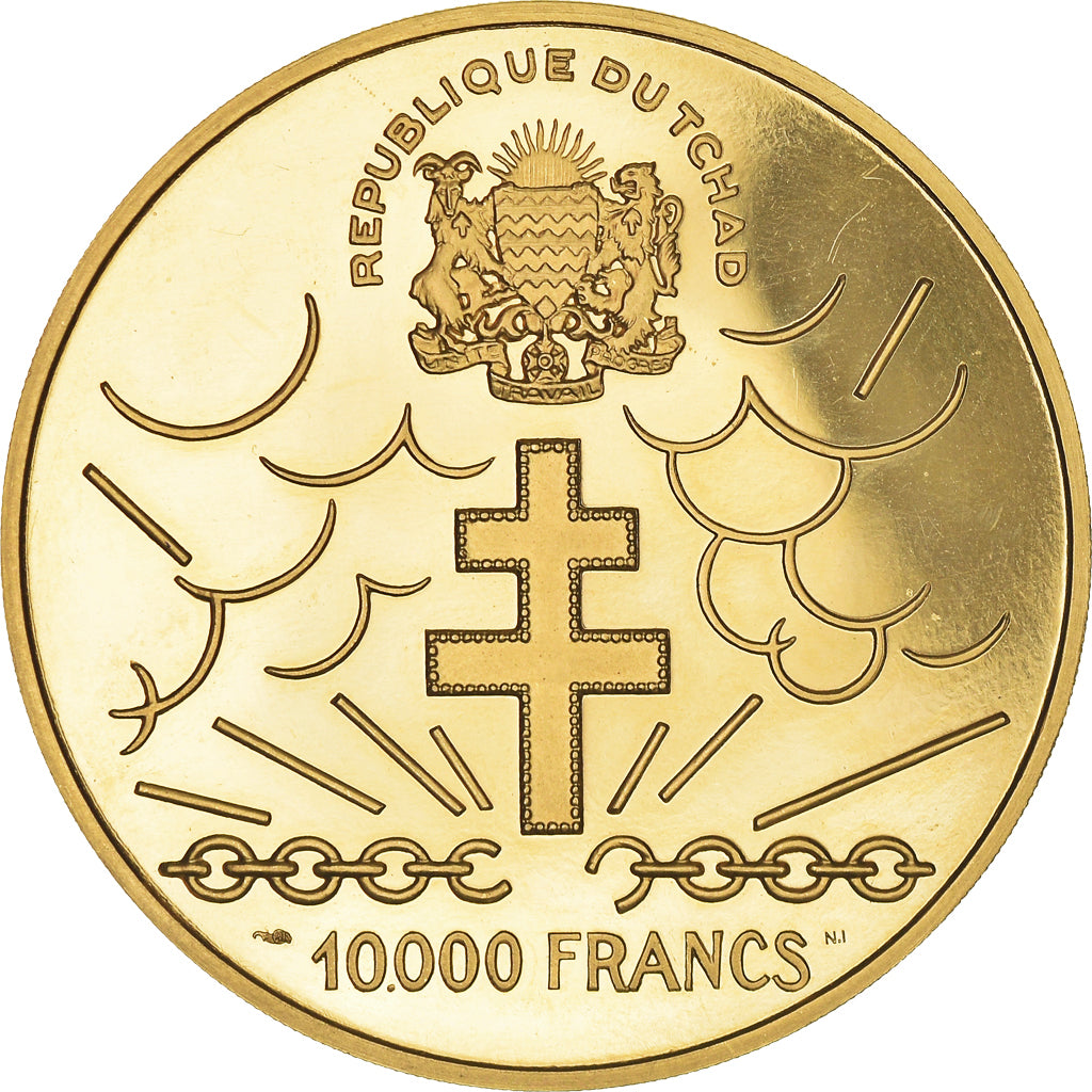 Coin, Chad, De Gaulle, 10000 Francs, 1960, Paris, MS(65-70), Gold, KM:11