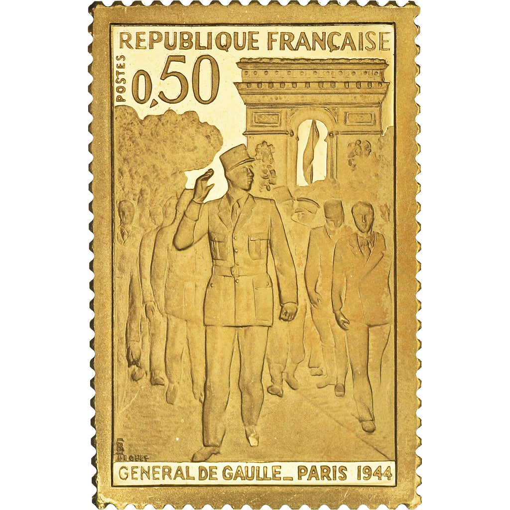 Francia, medalla, Hommage au Général de Gaulle, Paris 1944, SC+, Oro