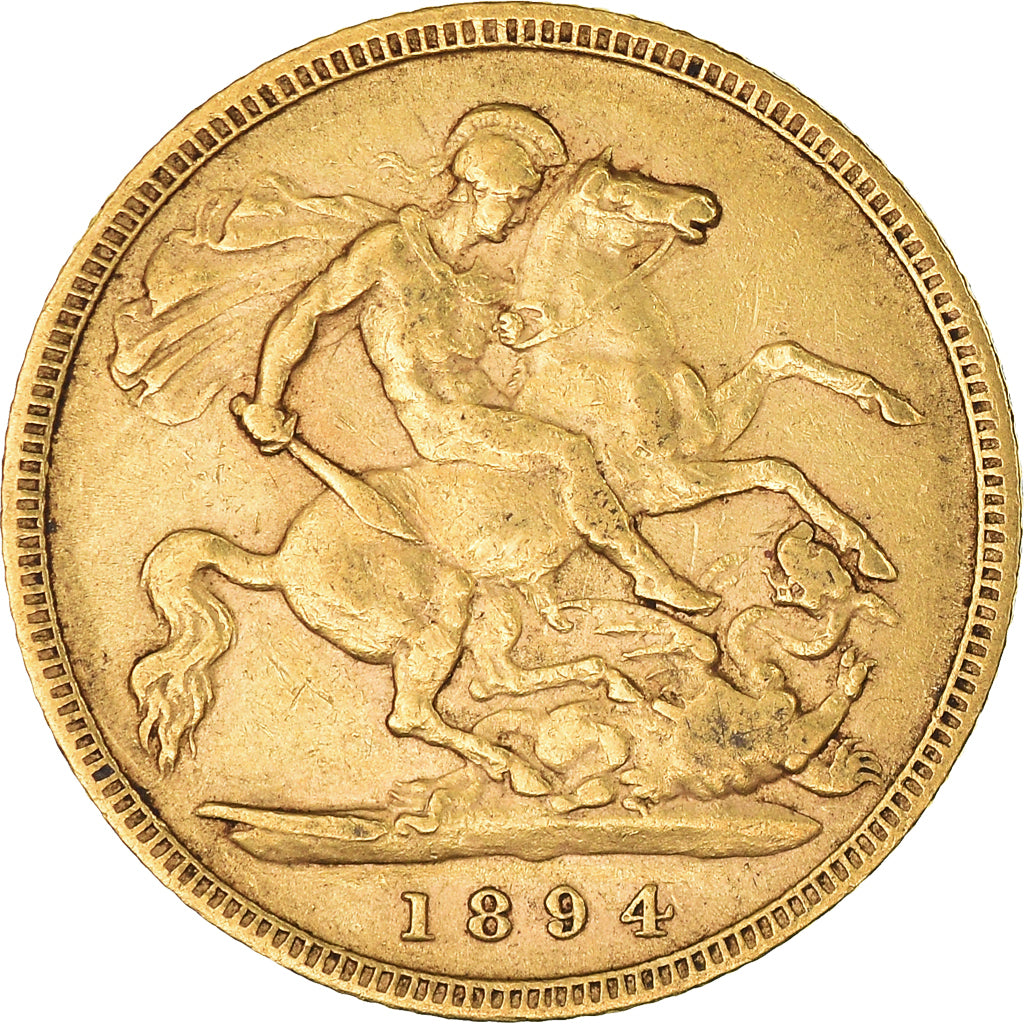 Moneta, Gran Bretagna, Victoria, 1/2 Sovereign, 1894, BB, Oro, KM:784