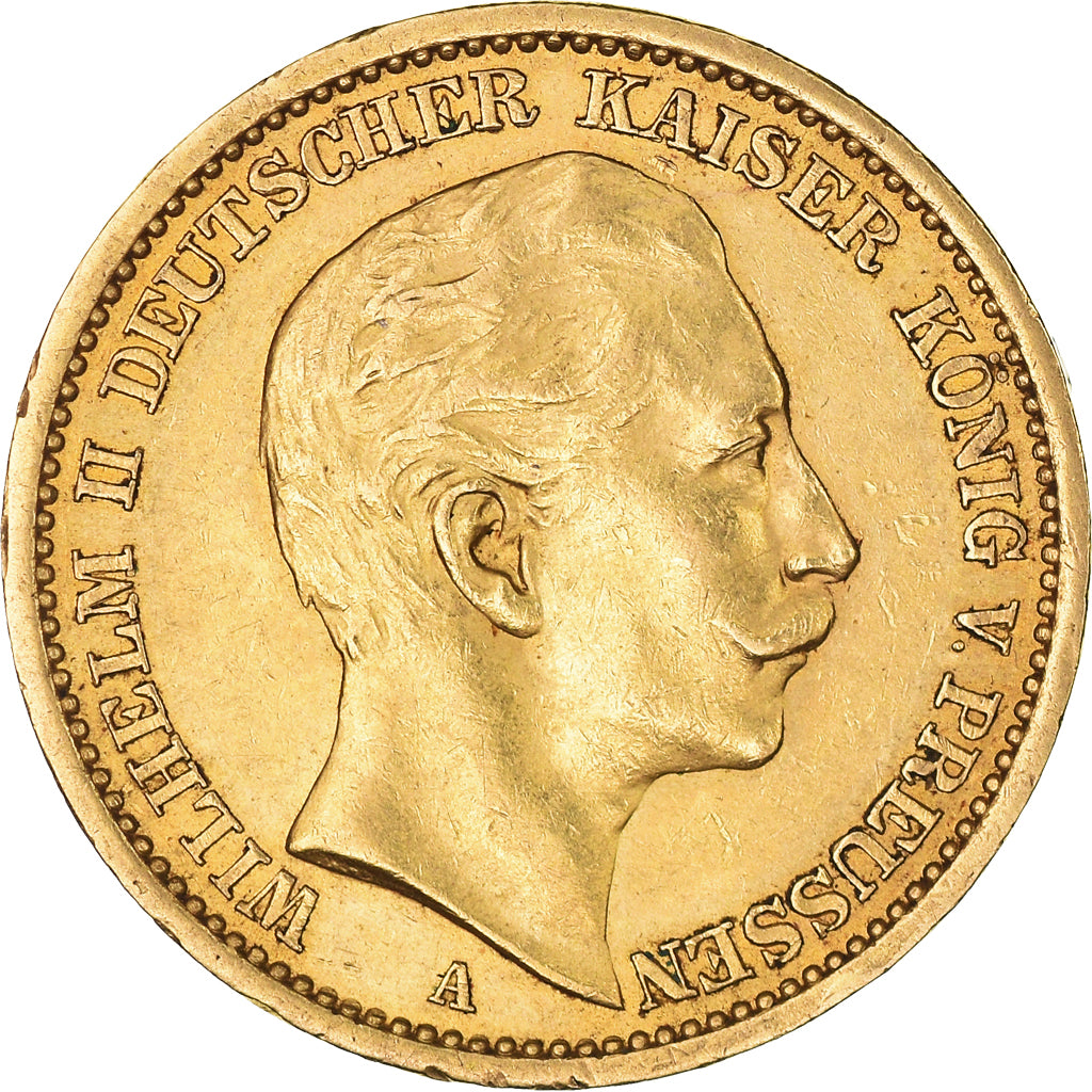 Coin, German States, PRUSSIA, Wilhelm II, 20 Mark, 1907, Berlin, AU(50-53)