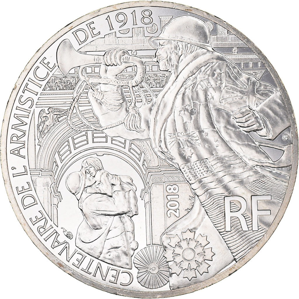 France, 10 Euro, Centenaire de l'Armistice, 2018, MS(65-70), Silver