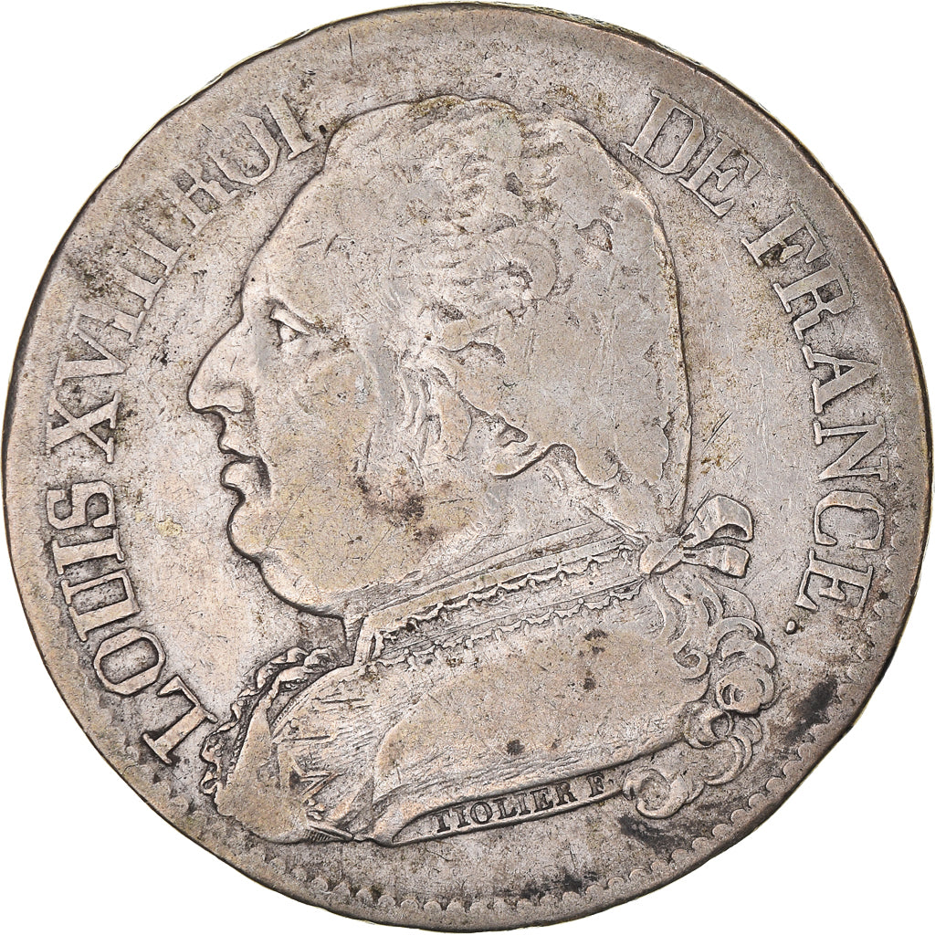 Moneda, Francia, Louis XVIII, Louis XVIII, 5 Francs, 1814, Limoges, BC+, Plata