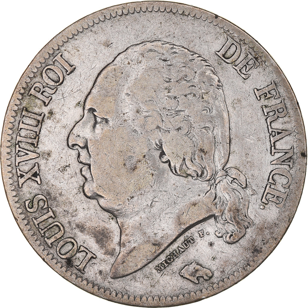 Moneda, Francia, Louis XVIII, Louis XVIII, 5 Francs, 1821, Paris, BC+, Plata