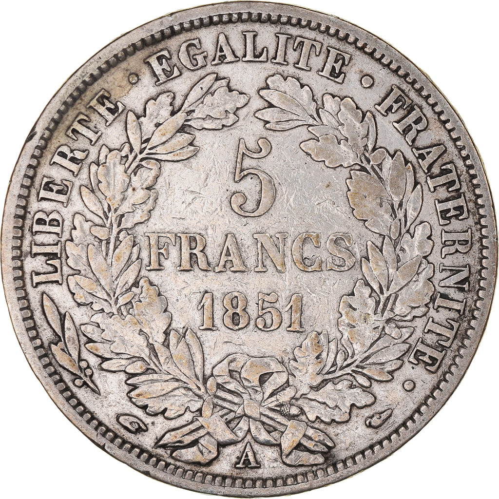 Coin, France, Cérès, 5 Francs, 1851, Paris, VF(30-35), Silver, KM:761.1