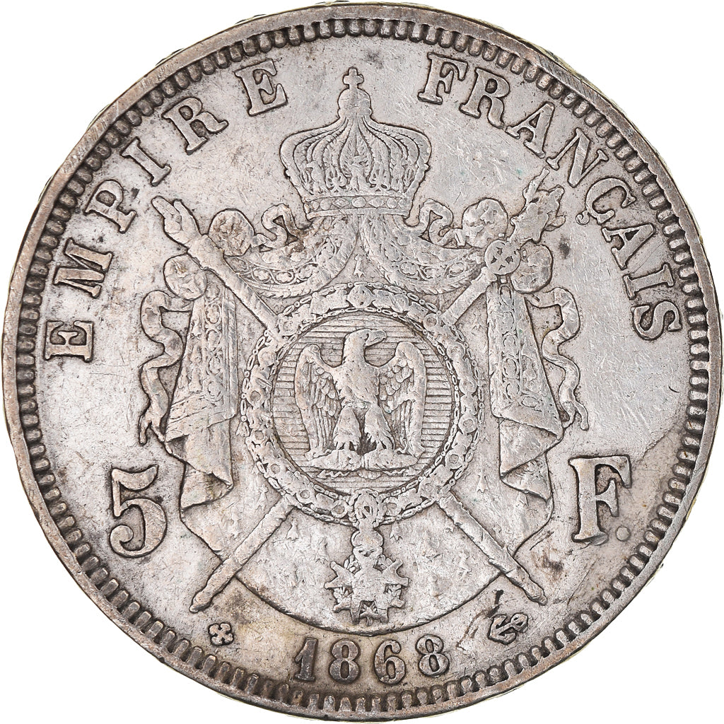 Coin, France, Napoleon III, 5 Francs, 1868, Strasbourg, VF(30-35), Silver