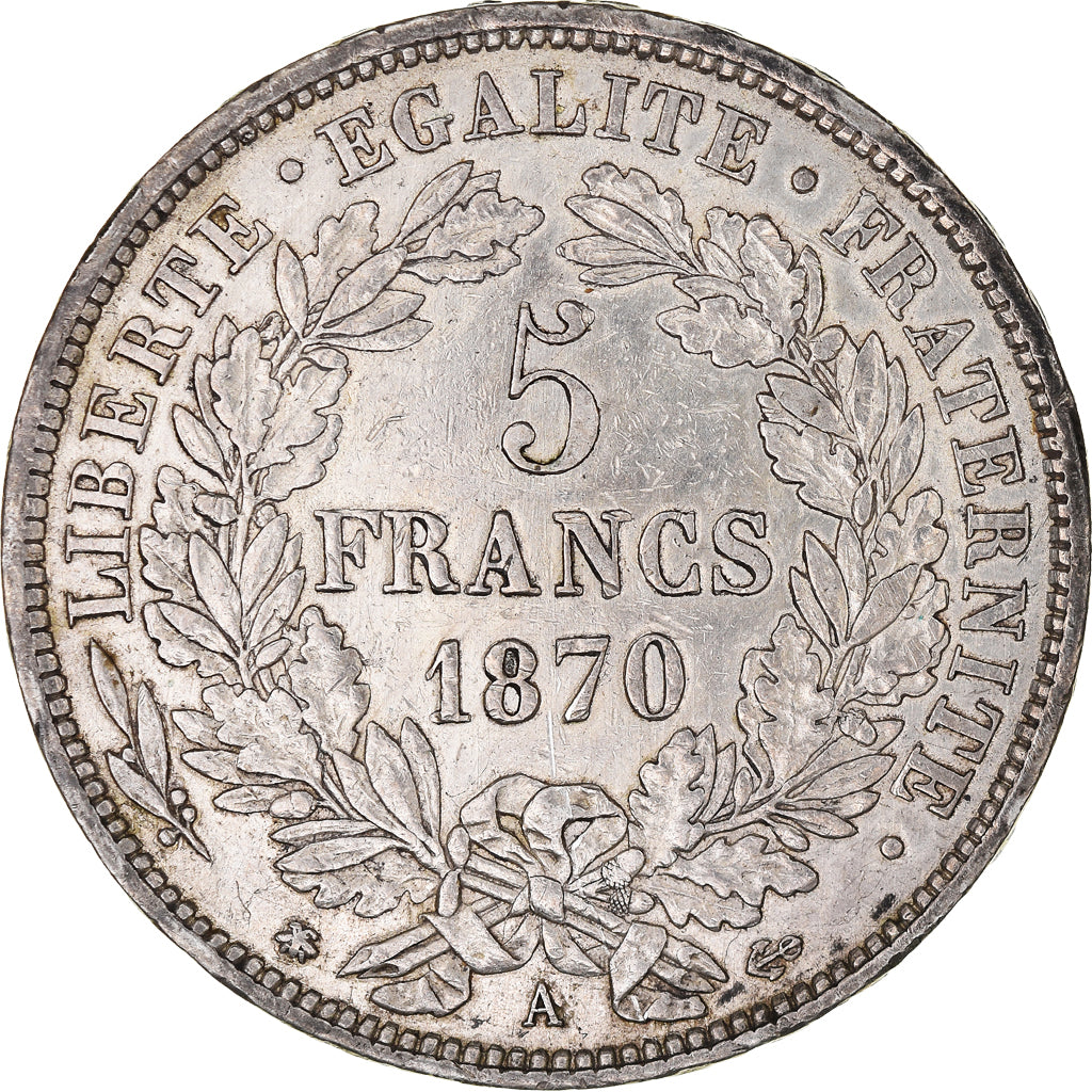 Coin, France, Cérès, 5 Francs, 1870, Paris, EF(40-45), Silver, KM:819