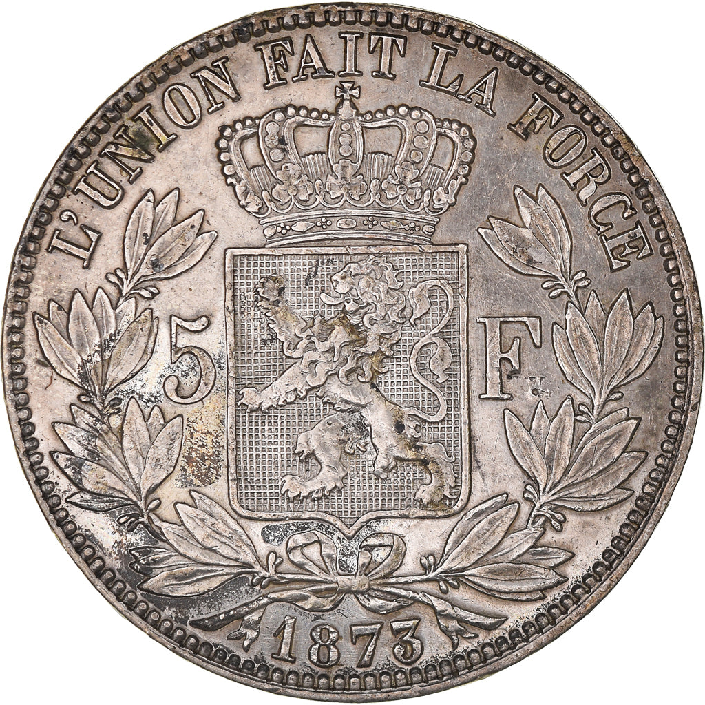 Moneta, Belgio, Leopold II, 5 Francs, 5 Frank, 1873, BB, Argento, KM:24