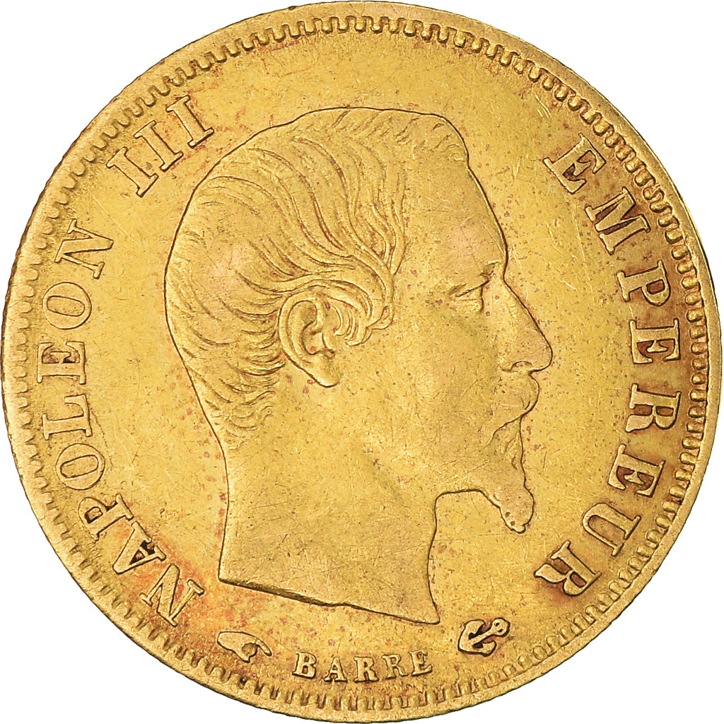 Munten, Frankrijk, Napoleon III, 5 Francs, 1858, Paris, ZF, Goud, KM:787.1