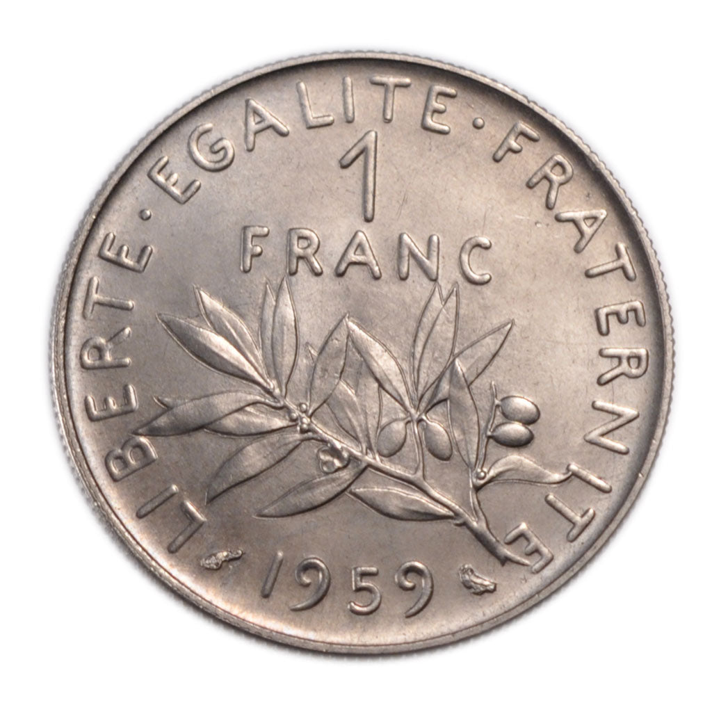 FRANCE, 1 Franc, 1959, MS(65-70), Silver, Gadoury #474, 6.00