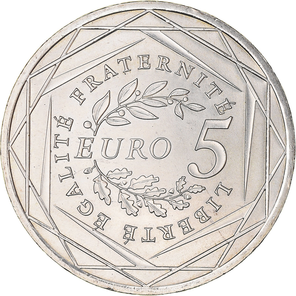 France, 5 Euro, 2008, MS(60-62), Silver, Gadoury:EU287, KM:1534